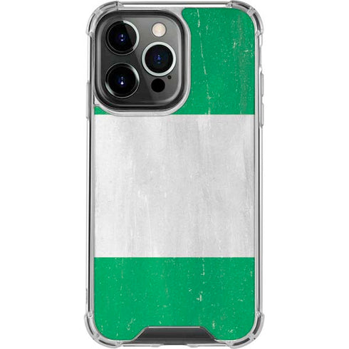 Nigeria Flag Distressed iPhone 14 Pro Clear Case